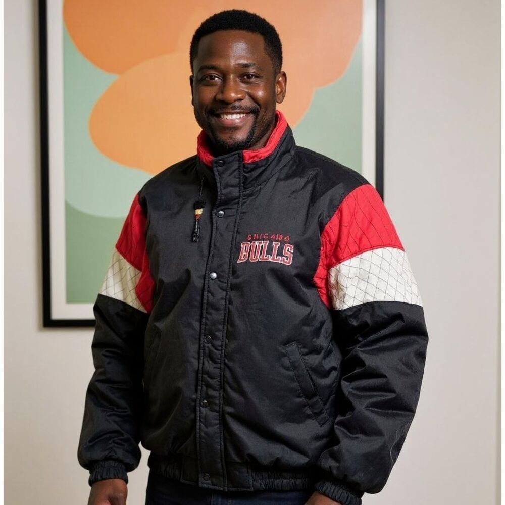 Vintage Starter Chicago Bulls Hoodie Jacket Michael Jordan Era Bulls Pin NBA